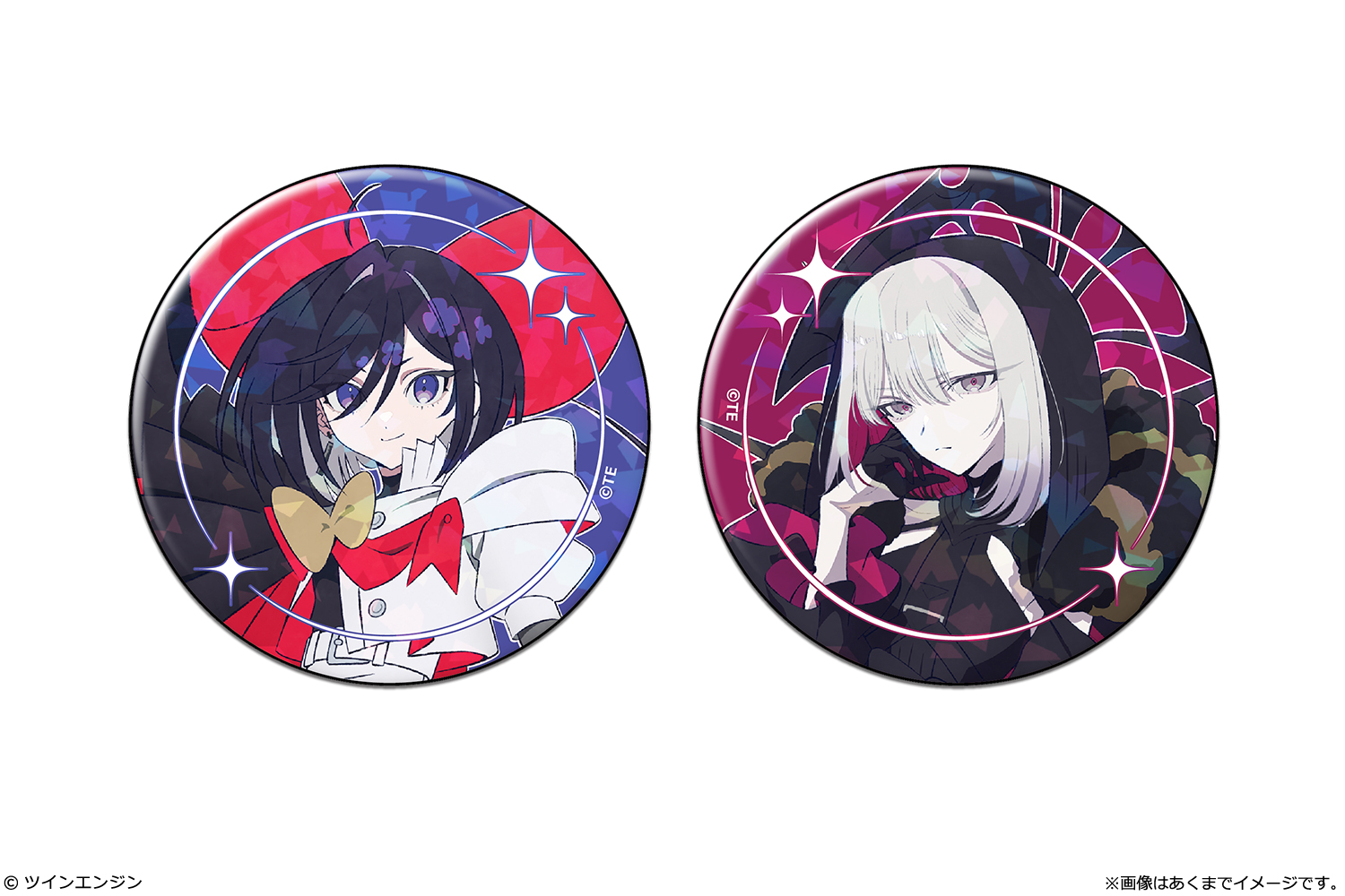 『THE RIBBON HERO リボンヒーロー』 ホログラム缶バッジセット 02 サファイア&ベルベット - AniSmile