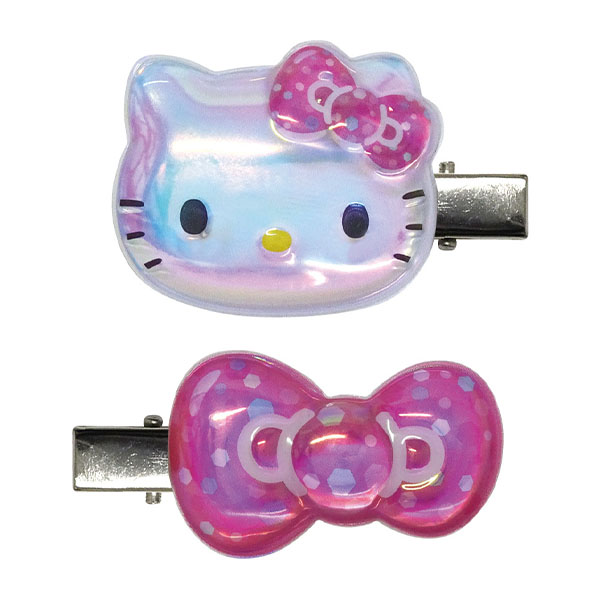 ハローキティ ぷっくりったいヘアクリップ2P(カラフルリボン) ピンク - AniSmile