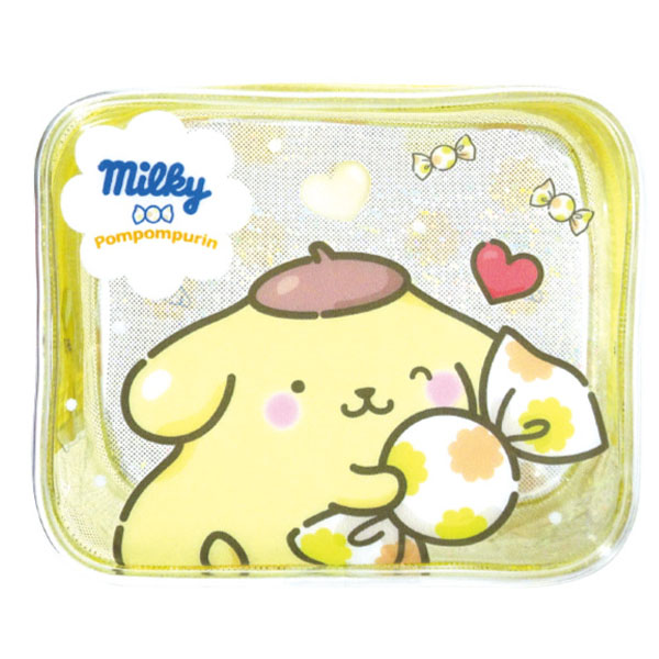 milky×サンリオキャラクターズ キラキラクリアポーチ ポムポムプリン - AniSmile