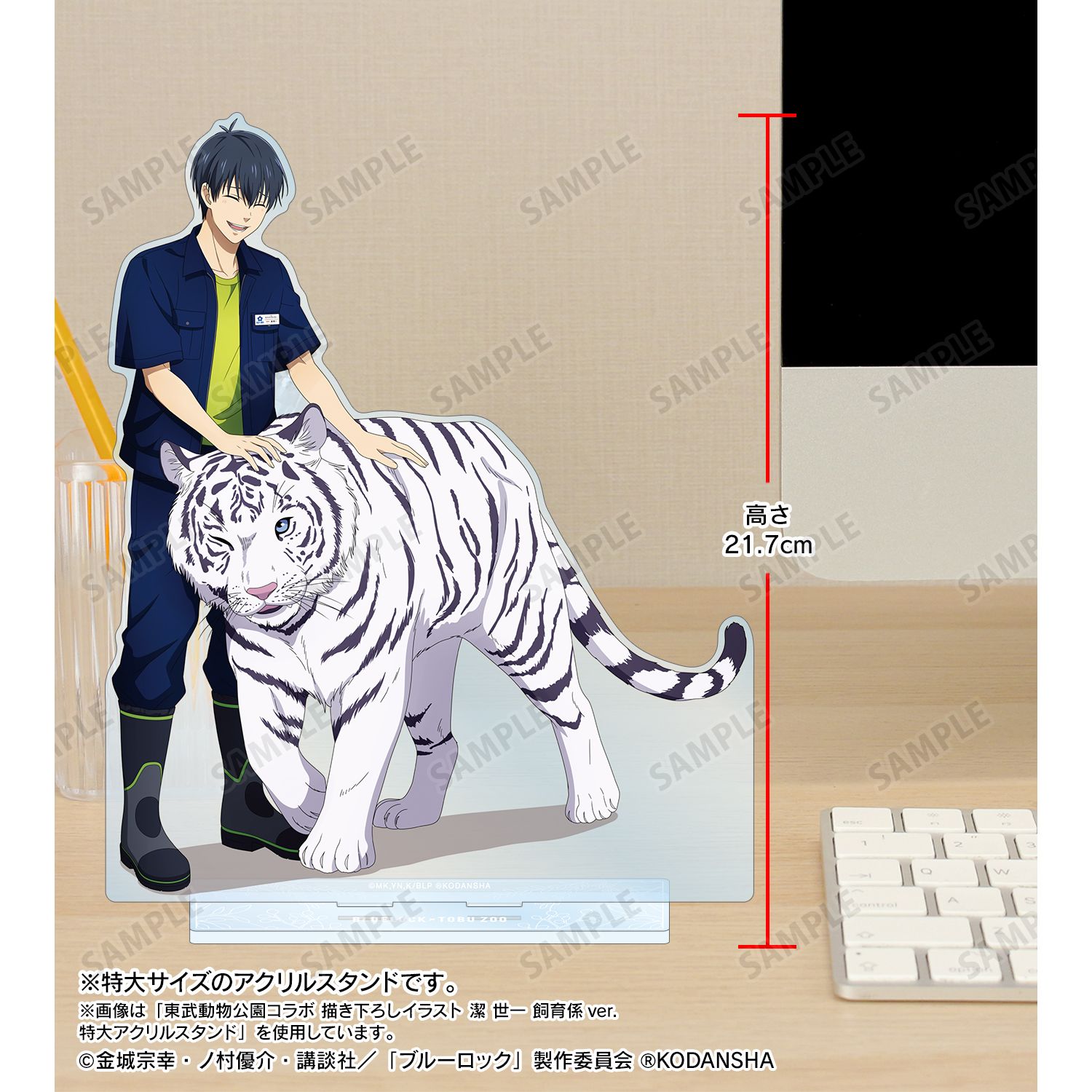 TVアニメ『ブルーロック』 東武動物公園コラボ 描き下ろしイラスト 糸師 凛 飼育係ver. 特大アクリルスタンド 画像 5 | AniSmile