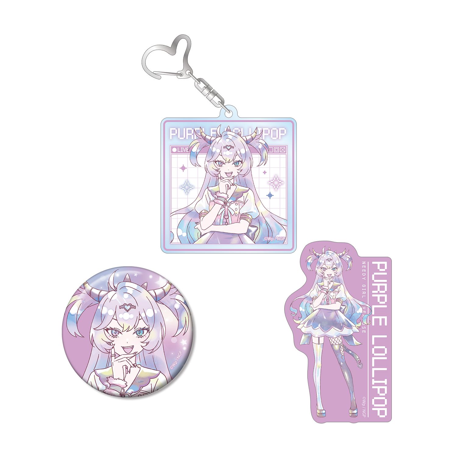 アニメ「NEEDY GIRL OVERDOSE」 パープル・ロリポップ Ani-Art KAWAII label お土産セット - AniSmile