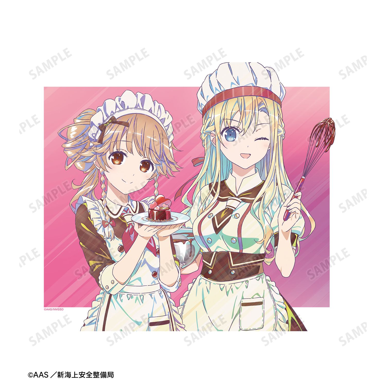 劇場版 ハイスクール・フリート 描き下ろし 納沙 幸子&ヴィルヘルミーナ バレンタインver. Ani-Art clear label 第2弾 キャンバスボード 图片 3 | AniSmile