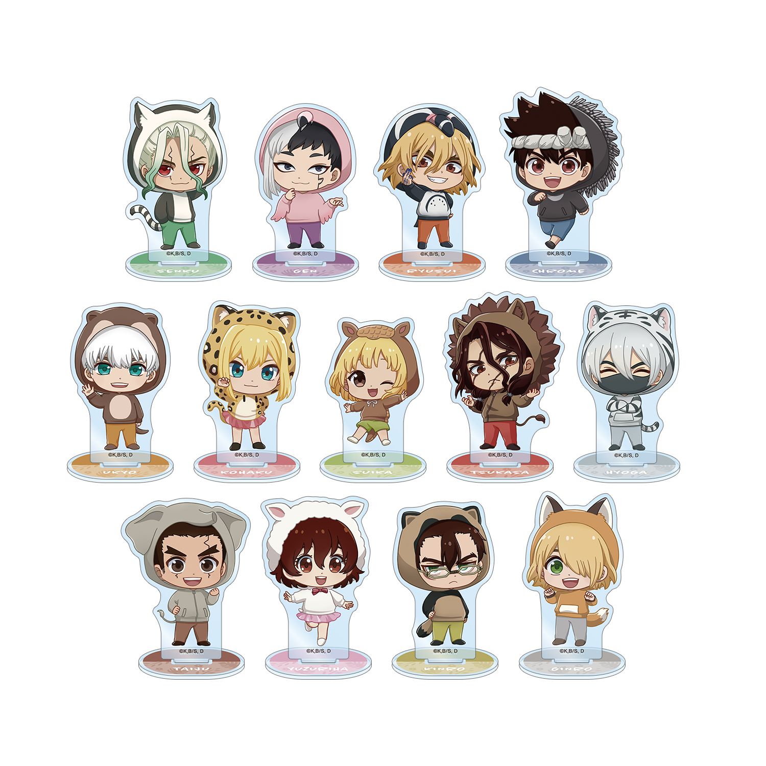 TVアニメ「Dr.STONE」 トレーディング ちびキャラ 動物パーカーver. アクリルスタンド(単位/単品) 图片 2 | AniSmile