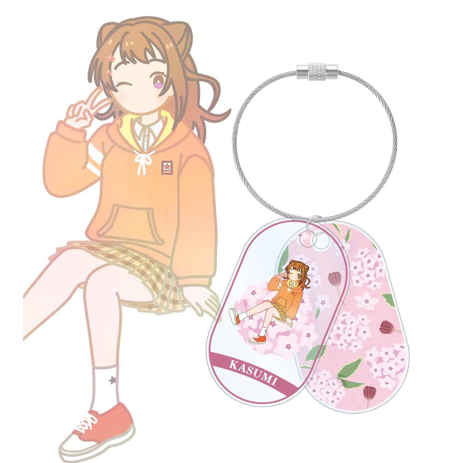 バンドリ! ガールズバンドパーティ! 戸山 香澄 Botania 2連ワイヤーアクリルキーホルダー - AniSmile