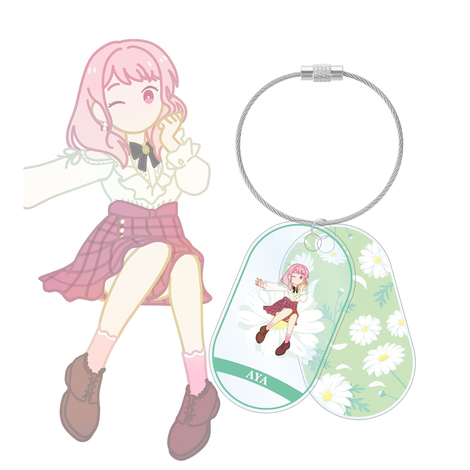 バンドリ! ガールズバンドパーティ! 丸山 彩 Botania 2連ワイヤーアクリルキーホルダー - AniSmile
