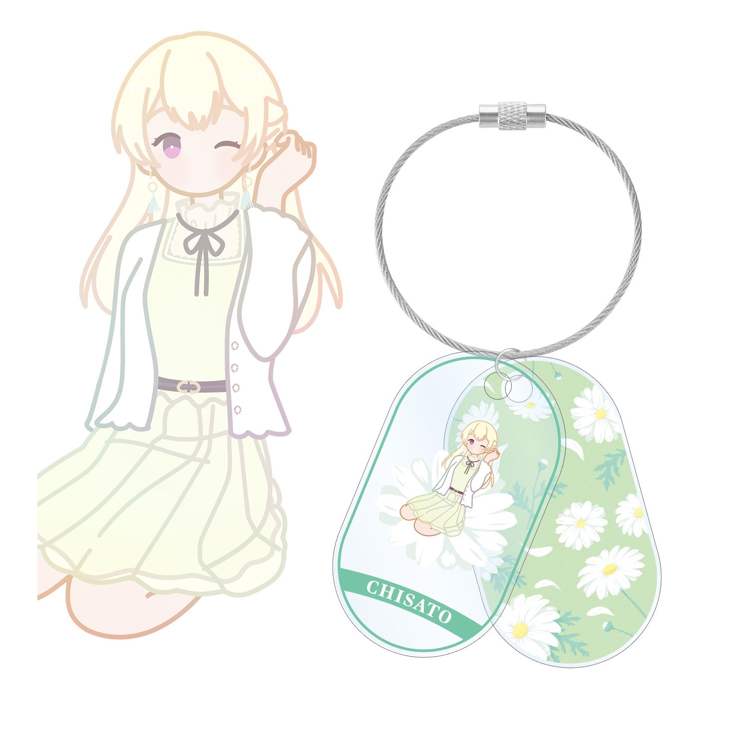 バンドリ! ガールズバンドパーティ! 白鷺 千聖 Botania 2連ワイヤーアクリルキーホルダー - AniSmile