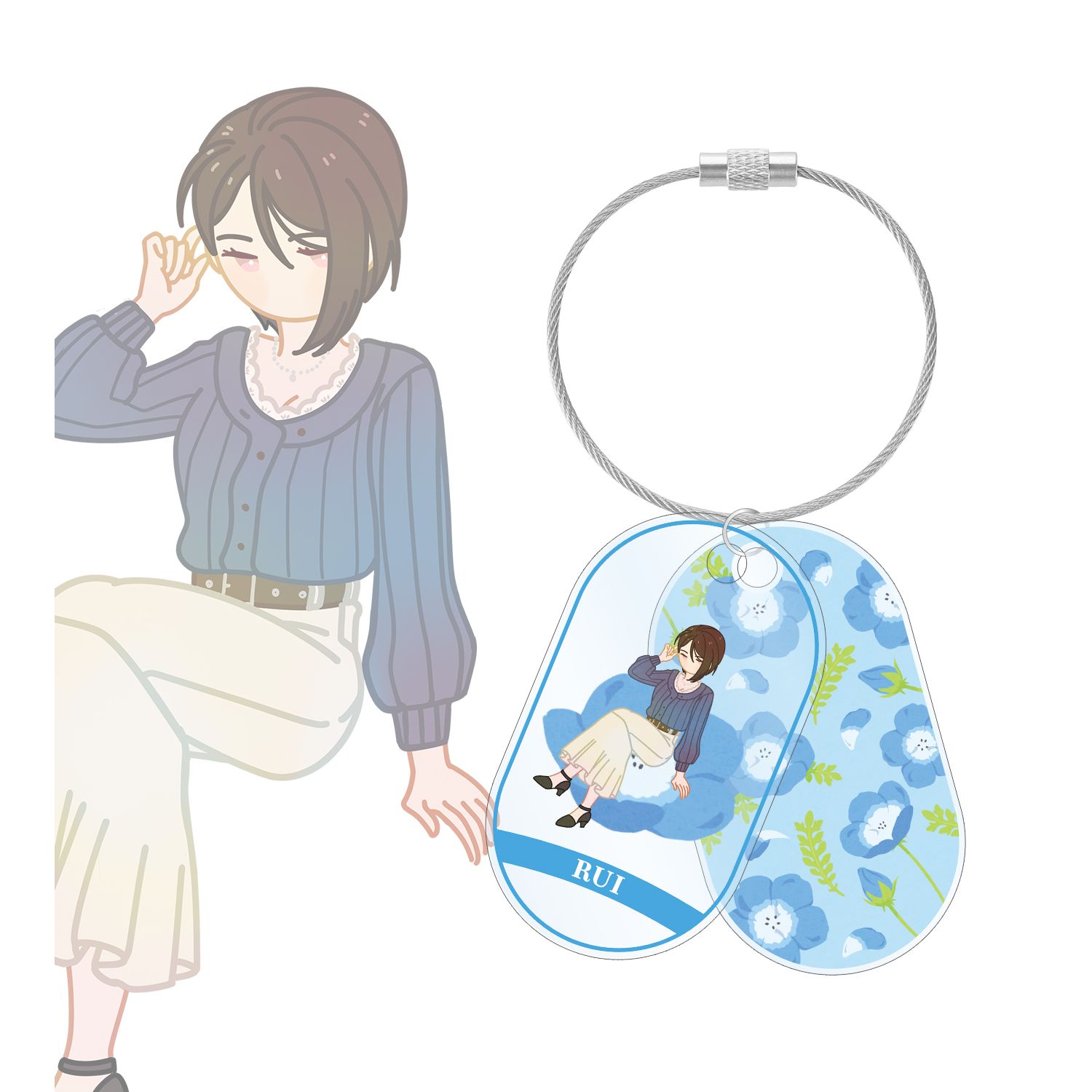 バンドリ! ガールズバンドパーティ! 八潮 瑠唯 Botania 2連ワイヤーアクリルキーホルダー - AniSmile