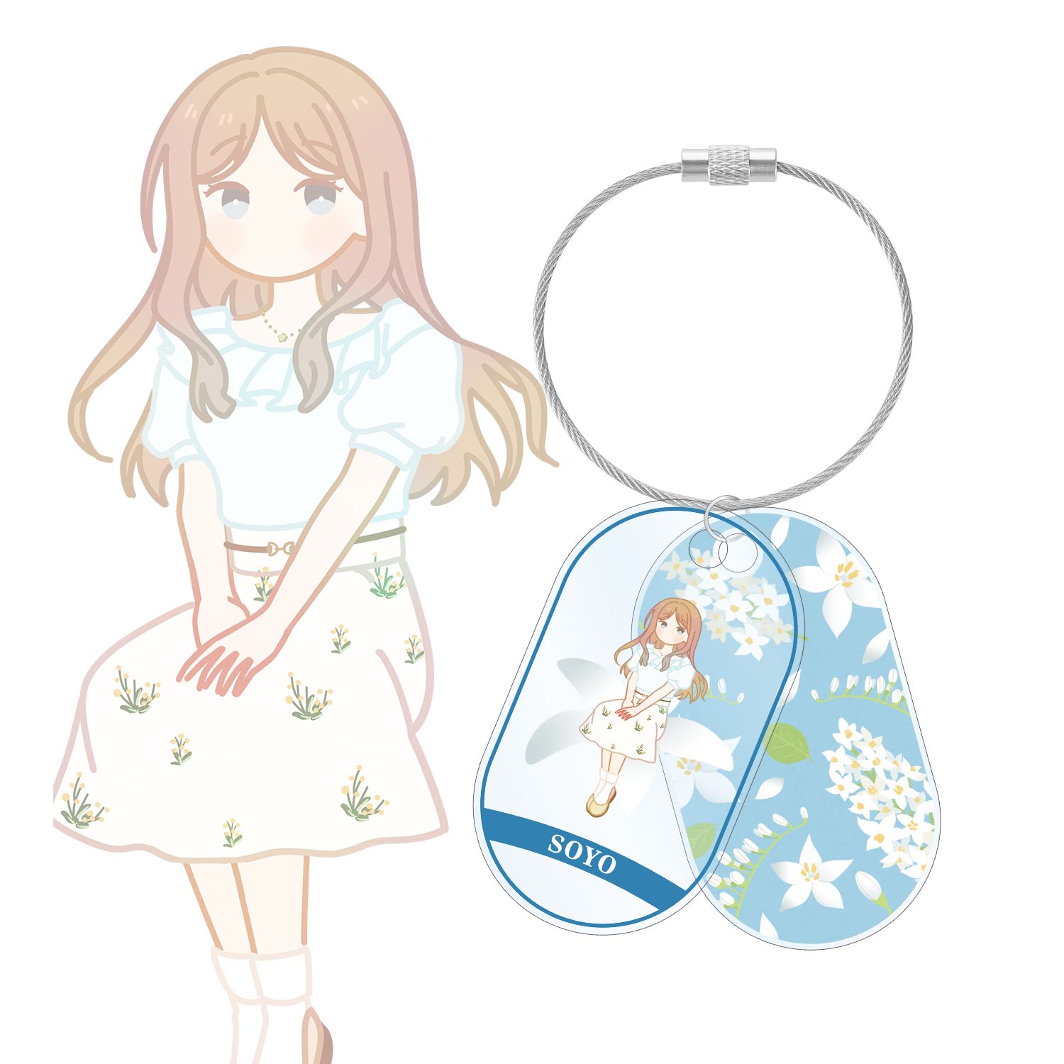 バンドリ! ガールズバンドパーティ! 長崎 そよ Botania 2連ワイヤーアクリルキーホルダー - AniSmile