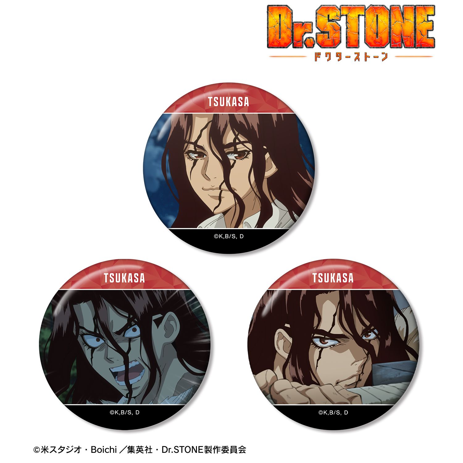 TVアニメ「Dr.STONE」 獅子王司 場面写缶バッジ3個セット 画像 3 | AniSmile