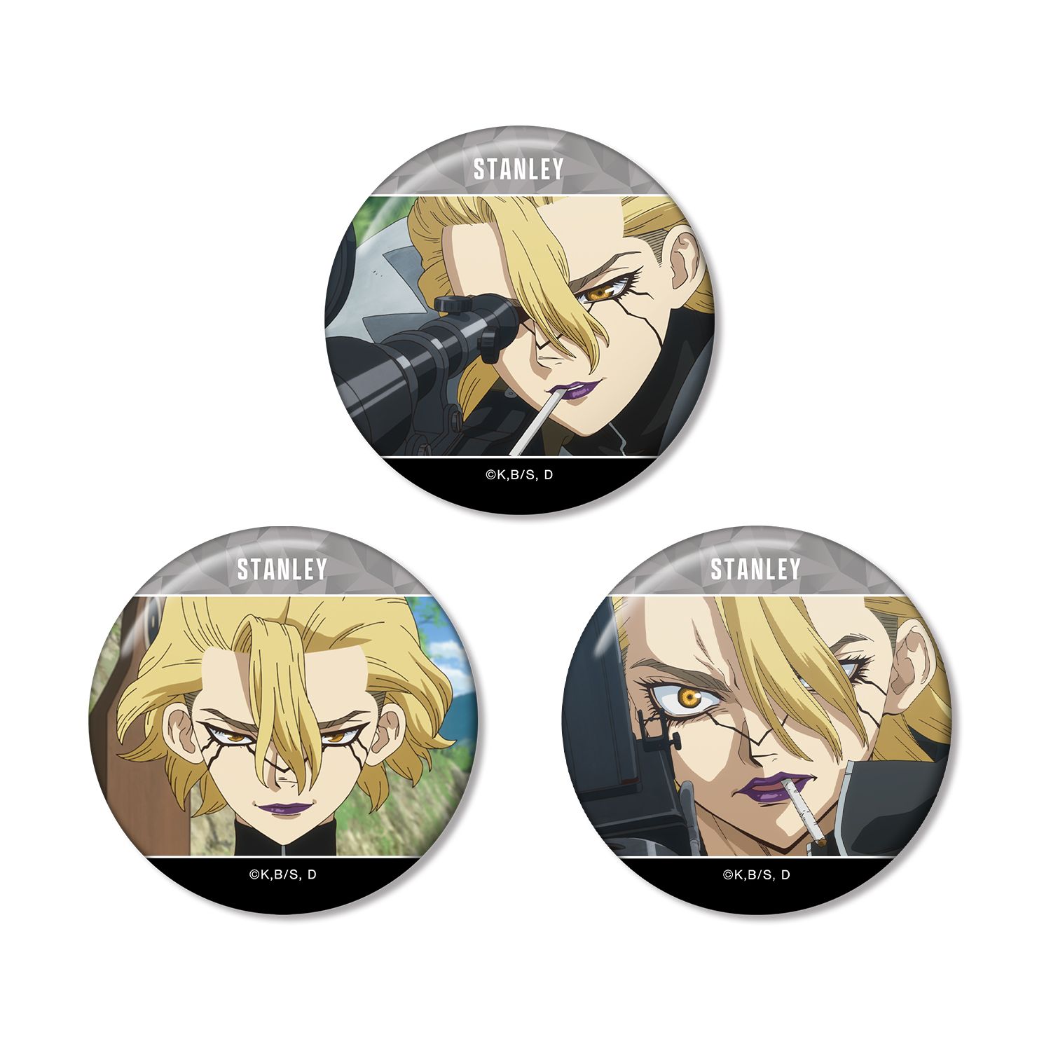 TVアニメ「Dr.STONE」 スタンリー・スナイダー 場面写缶バッジ3個セット - AniSmile
