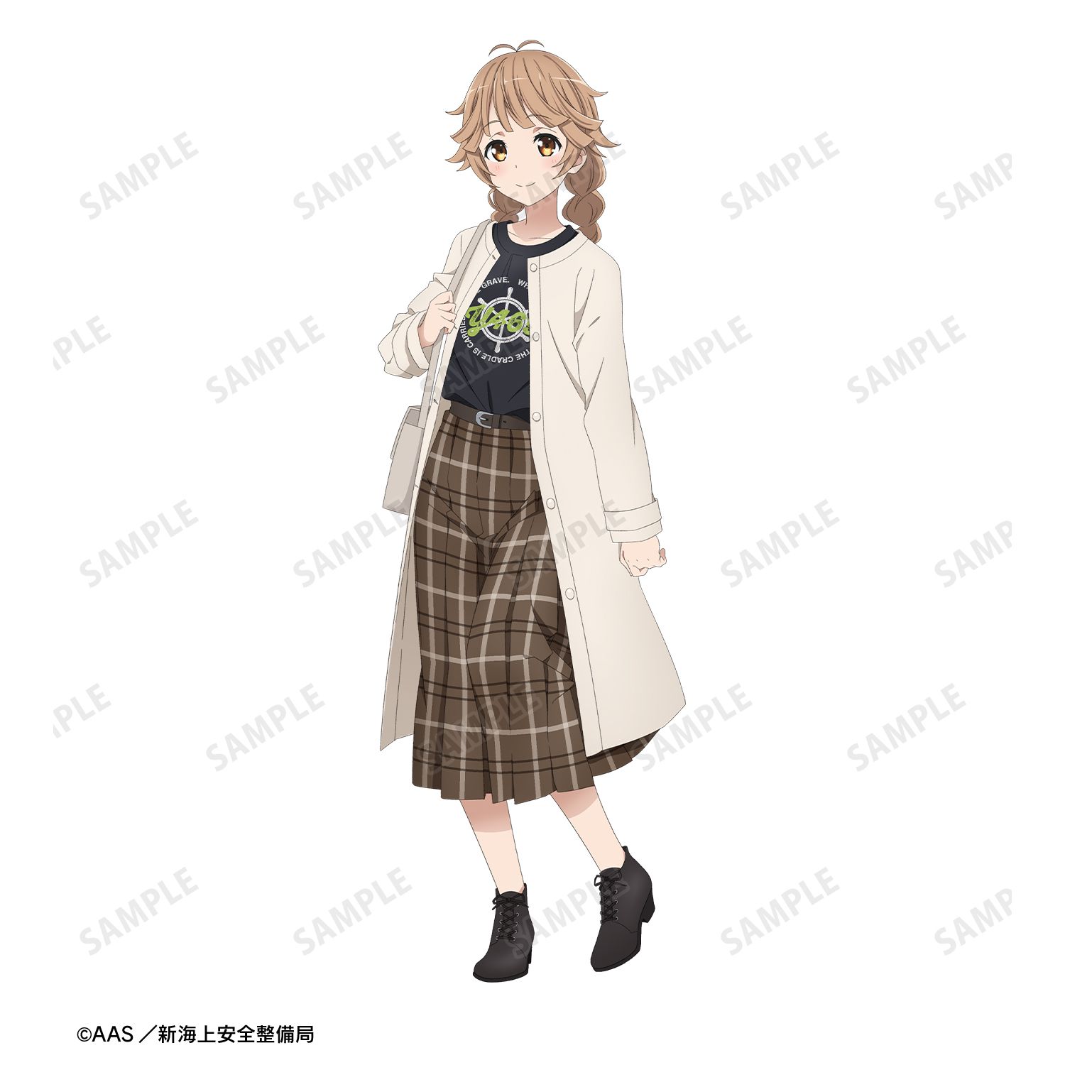 劇場版 ハイスクール・フリート 描き下ろしイラスト 納沙 幸子 デート私服ver. 着用 クラックプリントTシャツユニセックス(サイズ/XL) 图片 3 | AniSmile