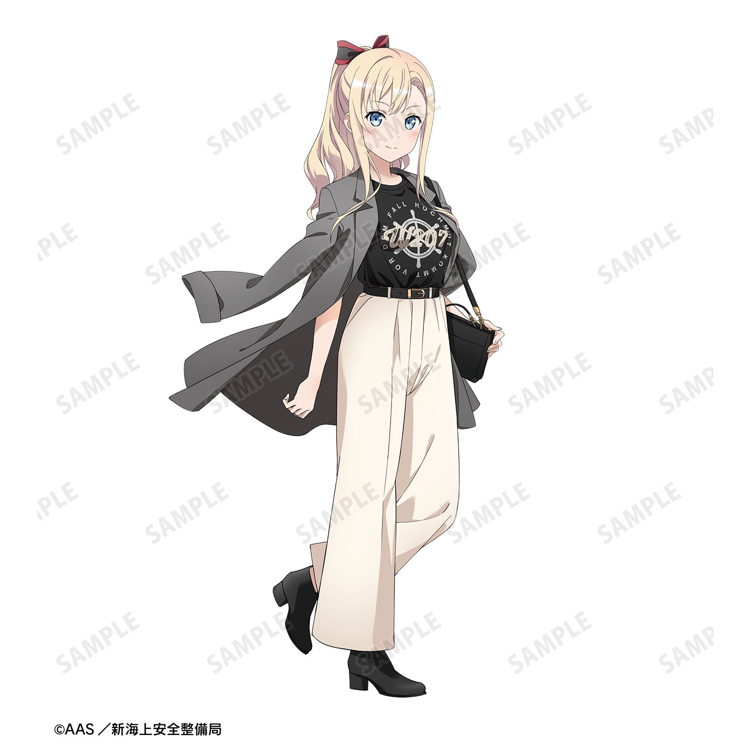 劇場版 ハイスクール・フリート 描き下ろしイラスト ヴィルヘルミーナ デート私服ver. 着用 クラックプリントTシャツユニセックス(サイズ/XL) 图片 4 | AniSmile