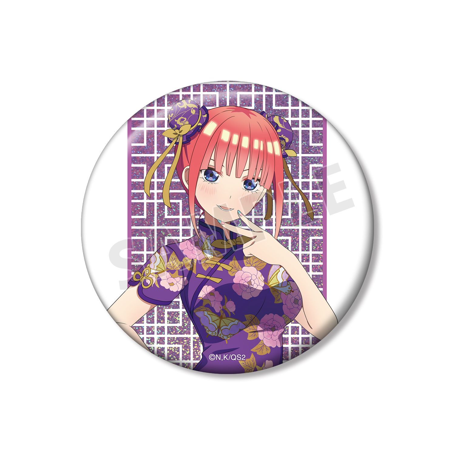 五等分の花嫁* 描き下ろし 中野二乃 チャイナドレスver. 75mmホログラム缶バッジ - AniSmile