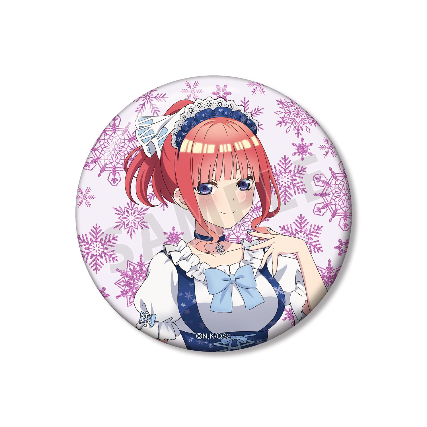 五等分の花嫁* 描き下ろし 中野二乃 スノーメイドver. 75mmグリッター缶バッジ - AniSmile