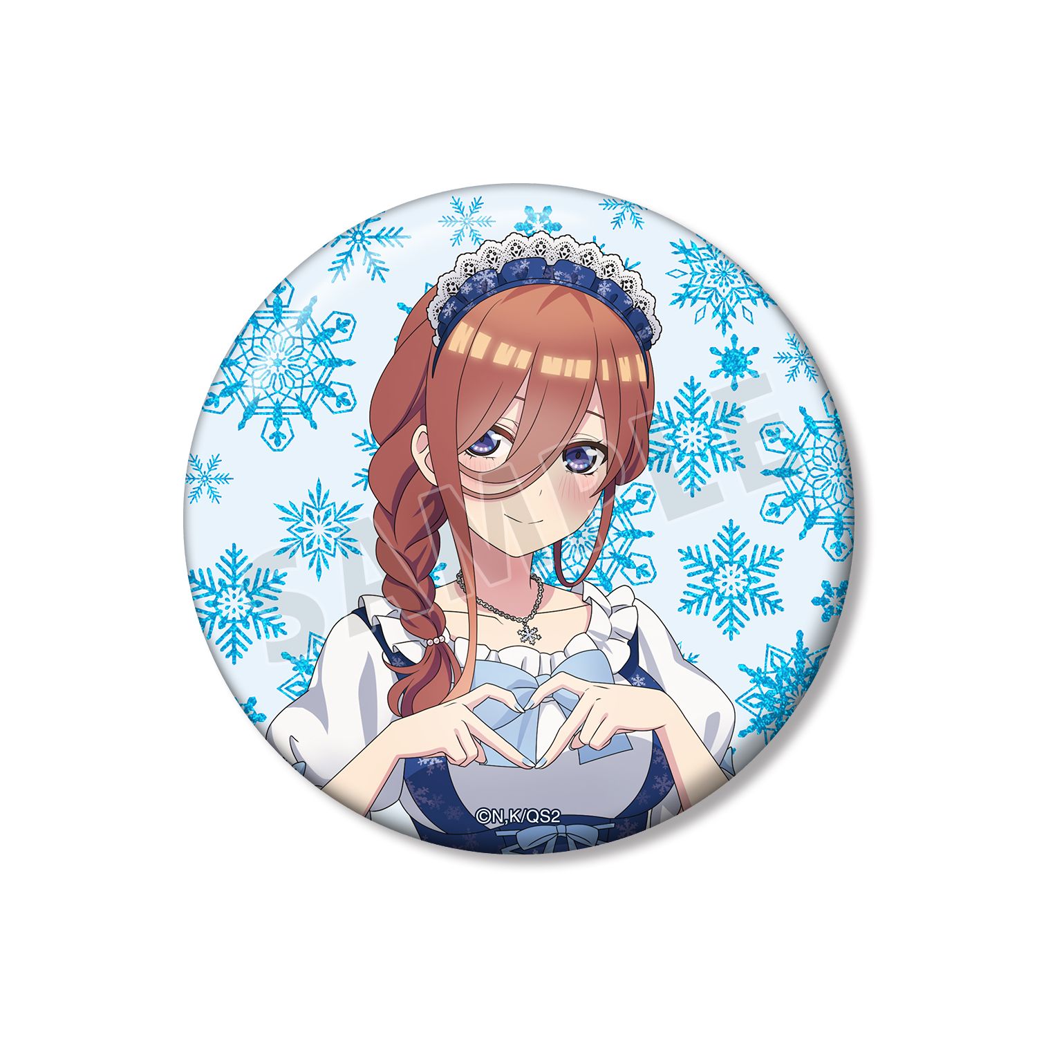 五等分の花嫁* 描き下ろし 中野三玖 スノーメイドver. 75mmグリッター缶バッジ - AniSmile