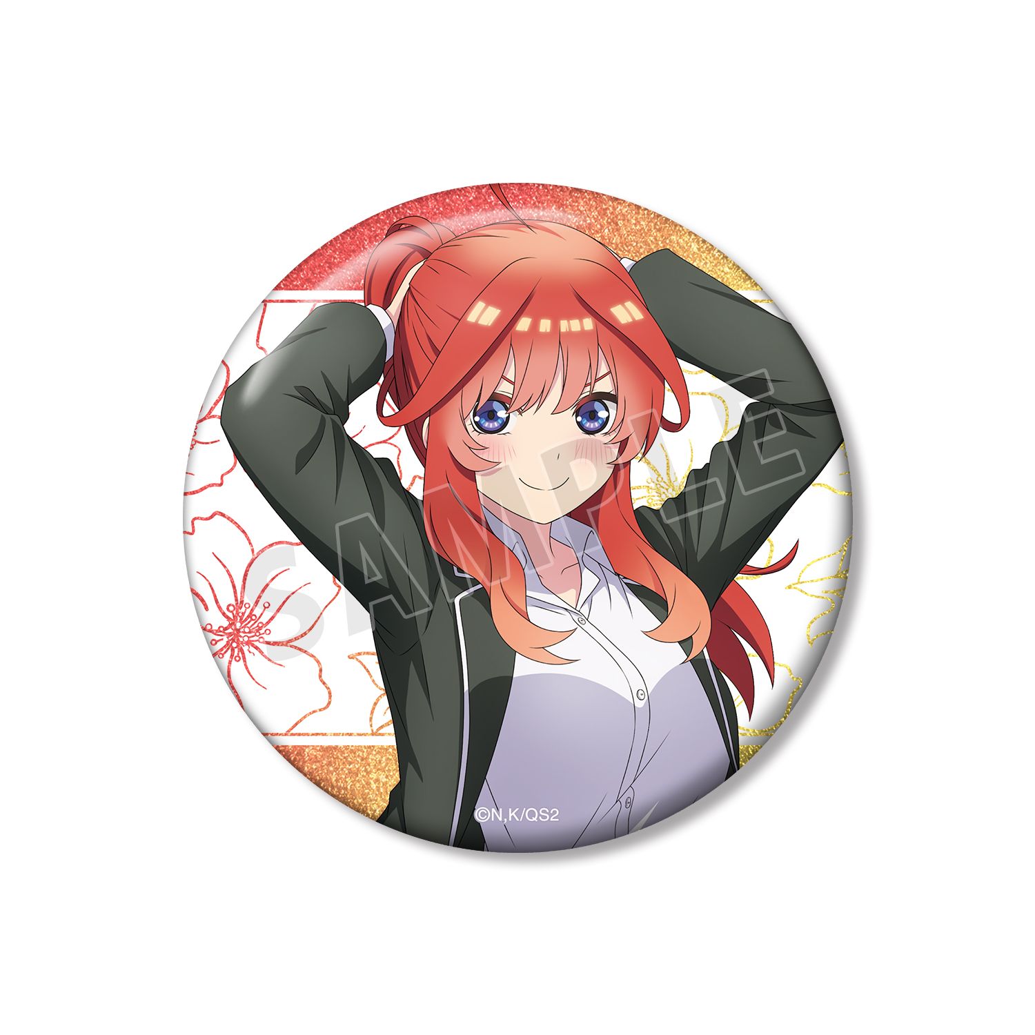 五等分の花嫁* 描き下ろし 中野五月 衣装交換ver. 75mmグリッター缶バッジ - AniSmile