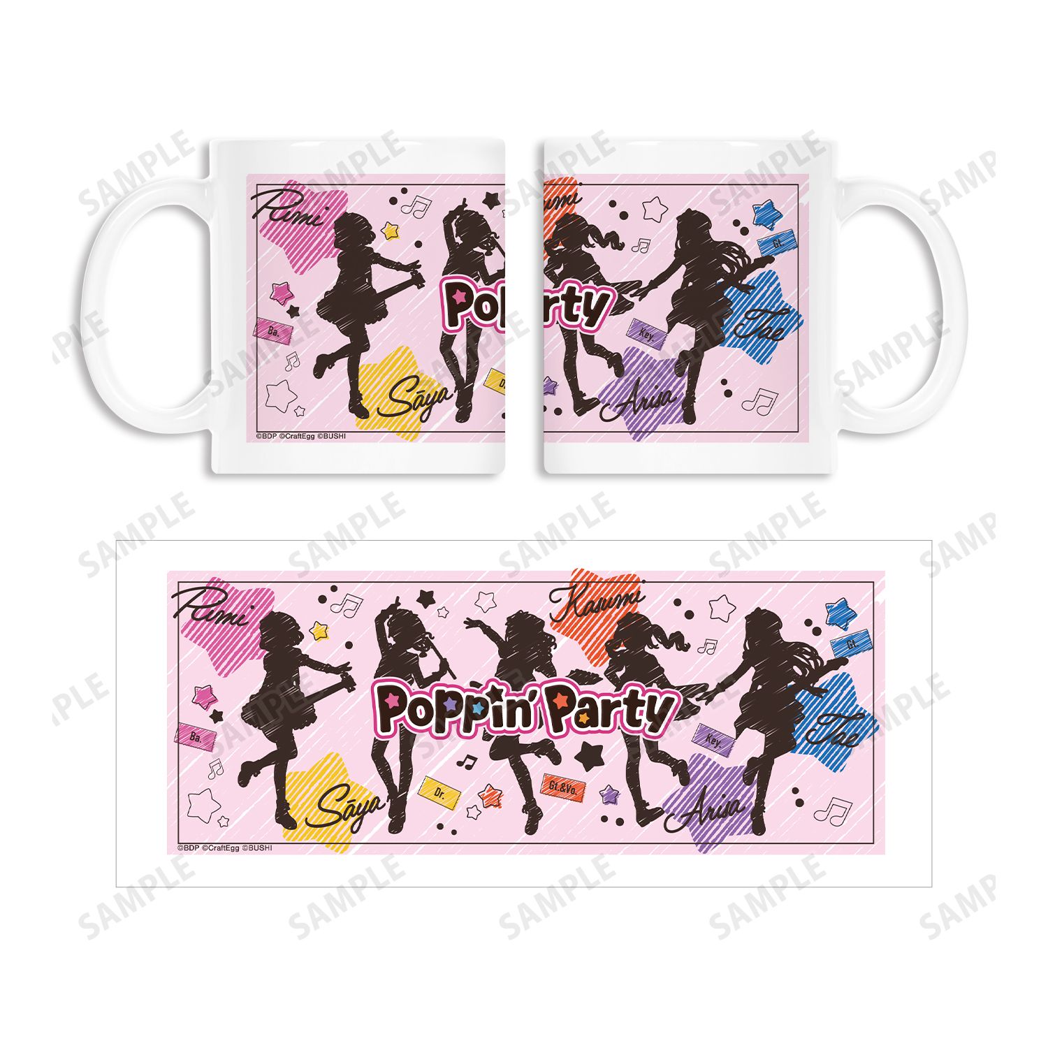 バンドリ! ガールズバンドパーティ! Poppin'Party Ani-Sketch マグカップ Image 4 | AniSmile