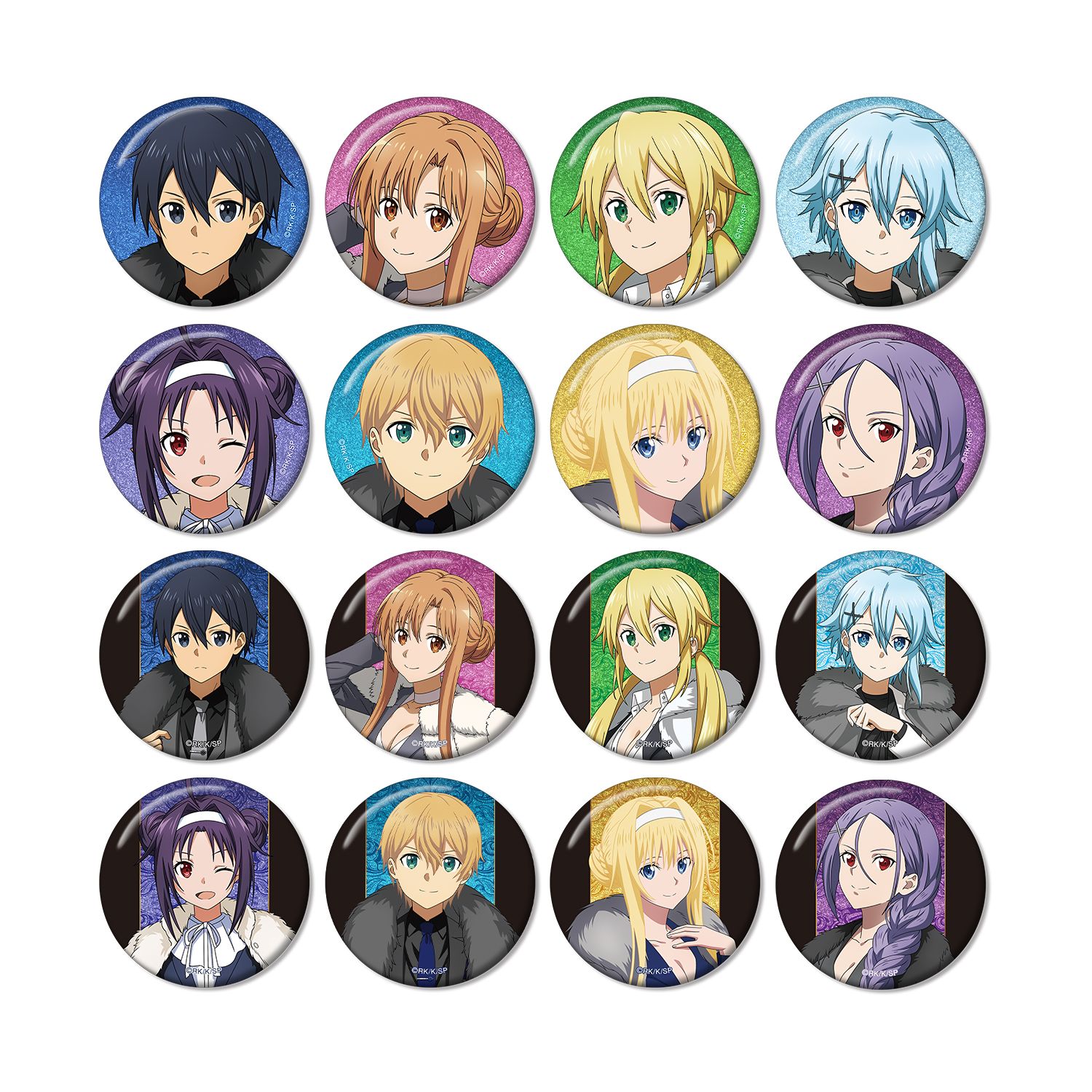 ソードアート・オンライン 描き下ろし 毛皮コート×スーツver. トレーディンググリッター缶バッジ(単位/単品) - official product image | AniSmile