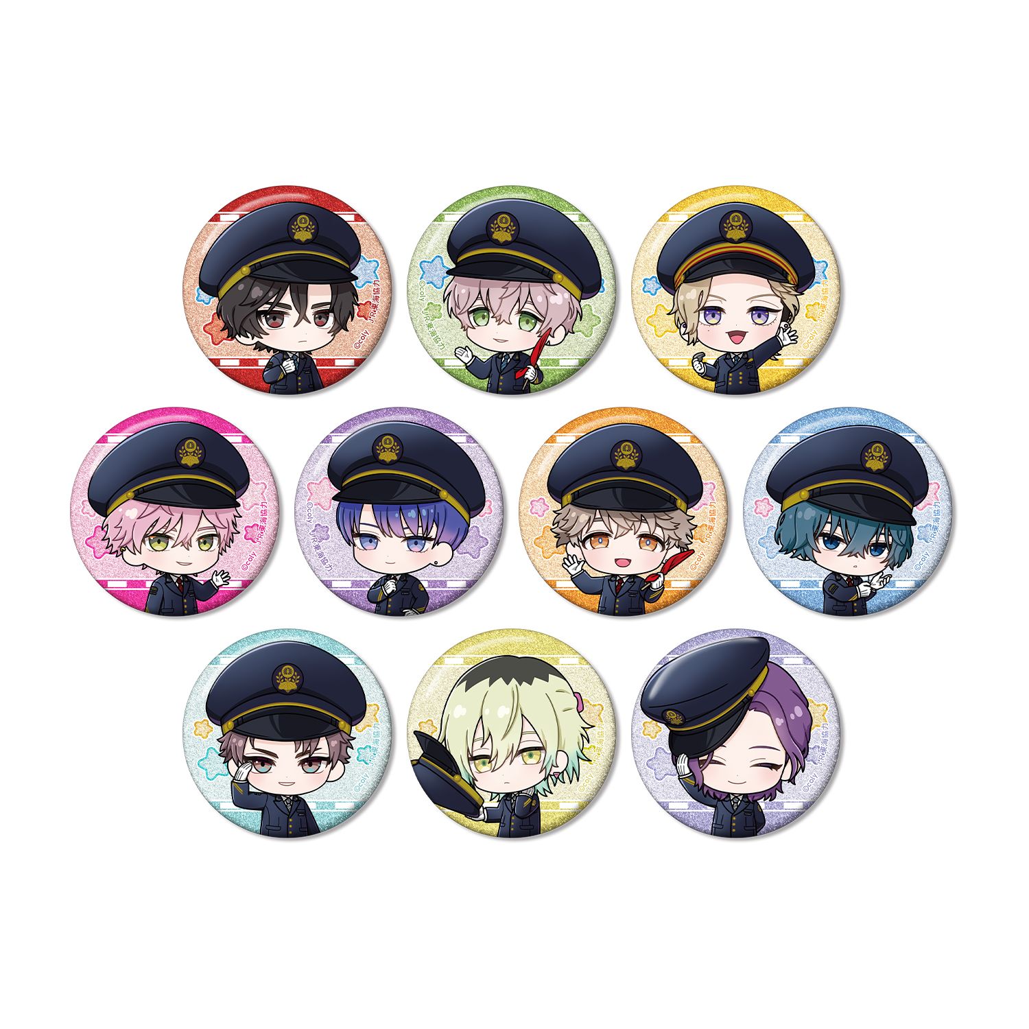 ブレイクマイケース トレーディング ちびキャラ 駅員ver. グリッター缶バッジ A(単位/単品) Image 2 | AniSmile