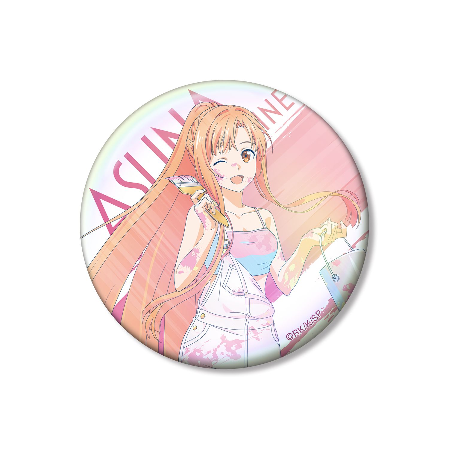 ソードアート・オンライン 描き下ろし アスナ ペイントスタイルver. Ani-Art clear label 第2弾 75mmオーロラ缶バッジ - official product image | AniSmile