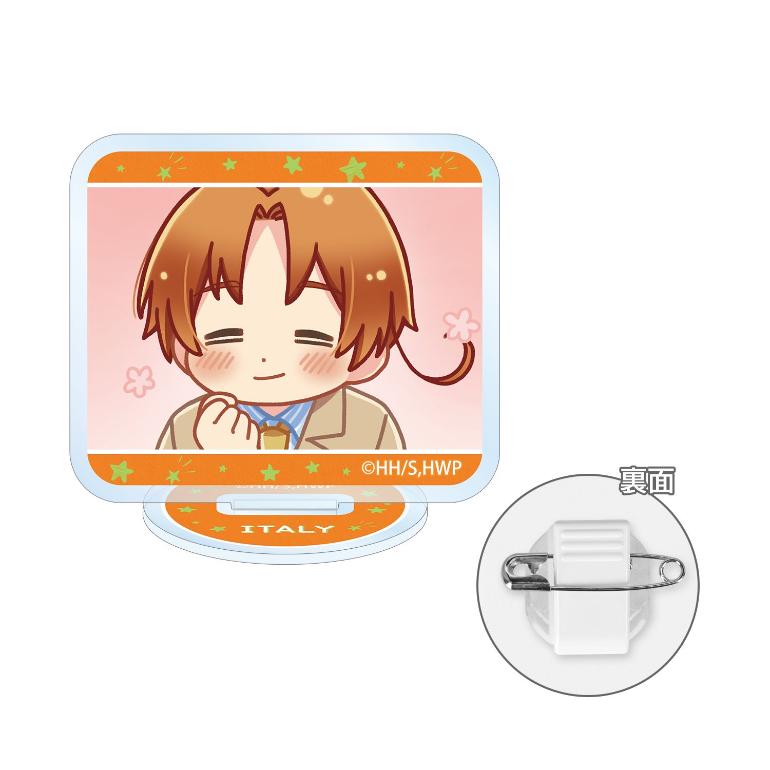 アニメ「ヘタリア World★Stars」 イタリア ゆるコマ アクリルスタンドマルチバッジ - AniSmile