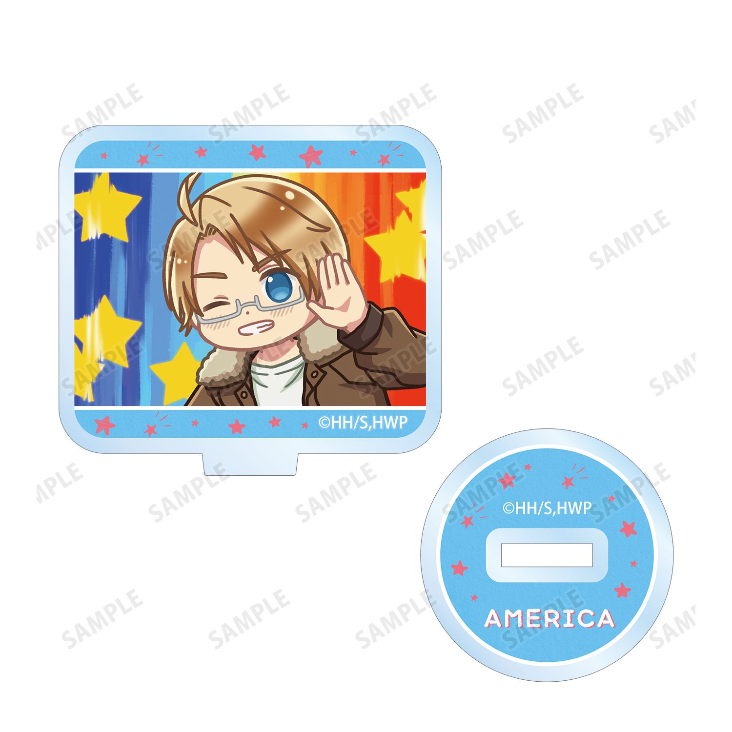 アニメ「ヘタリア World★Stars」 アメリカ ゆるコマ アクリルスタンドマルチバッジ Image 3 | AniSmile