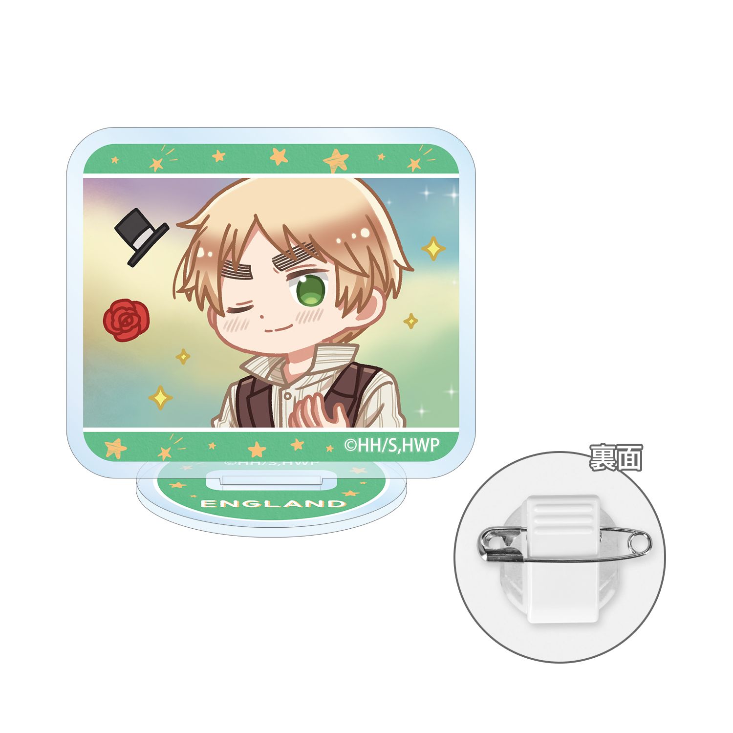 アニメ「ヘタリア World★Stars」 イギリス ゆるコマ アクリルスタンドマルチバッジ - AniSmile