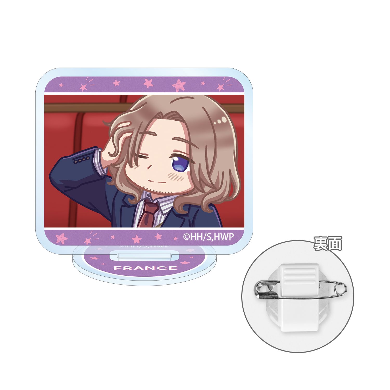 アニメ「ヘタリア World★Stars」 フランス ゆるコマ アクリルスタンドマルチバッジ - AniSmile