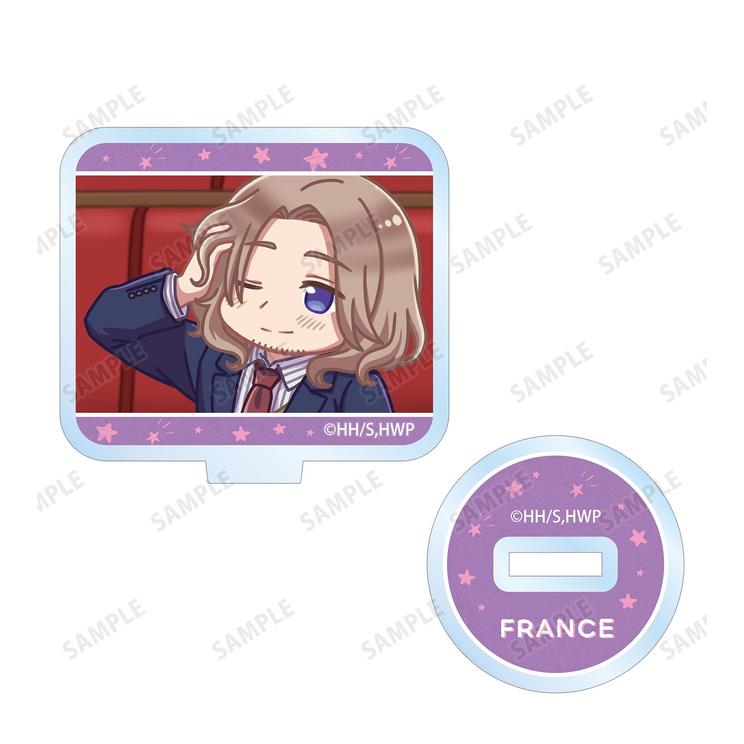 アニメ「ヘタリア World★Stars」 フランス ゆるコマ アクリルスタンドマルチバッジ Image 3 | AniSmile