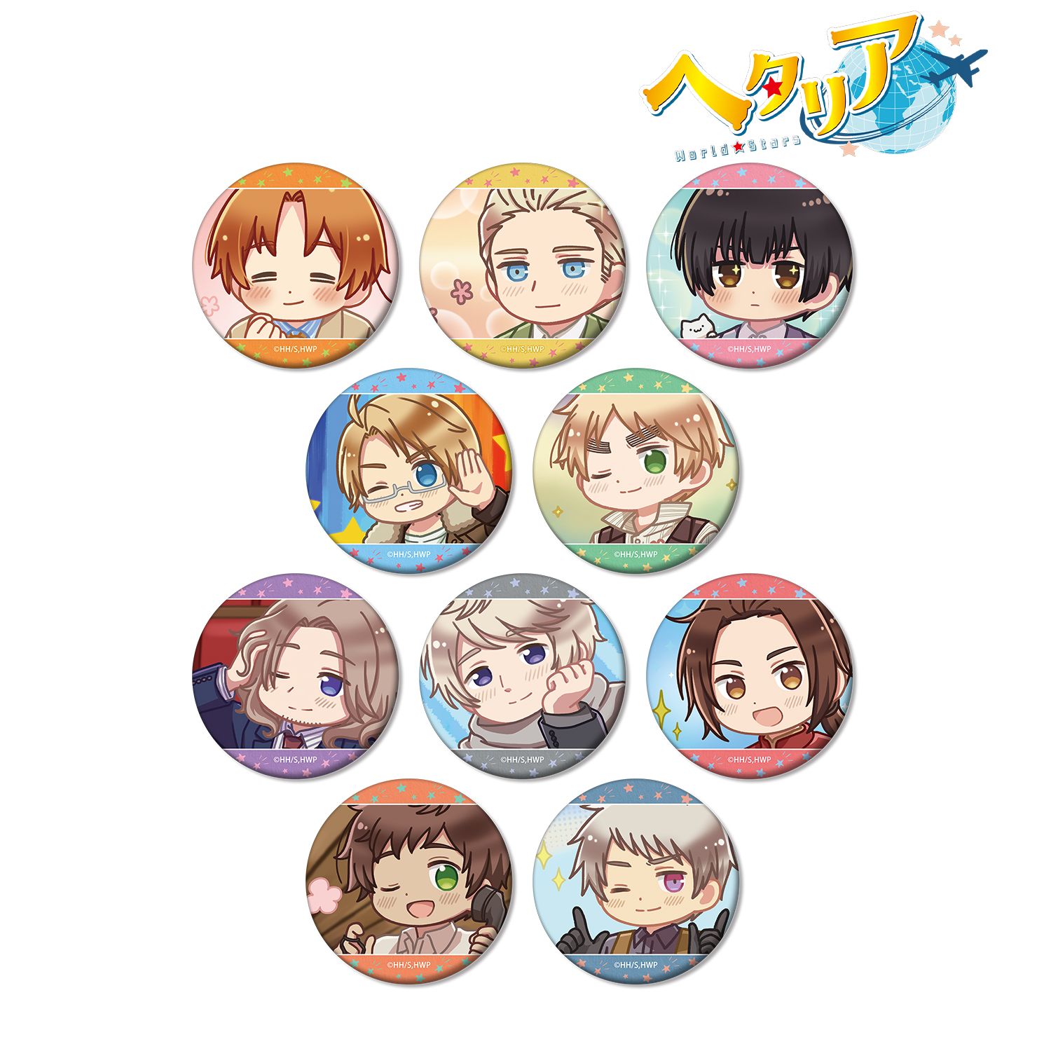 アニメ「ヘタリア World★Stars」 トレーディング ゆるコマ マット缶バッジ(単位/単品) Image 3 | AniSmile
