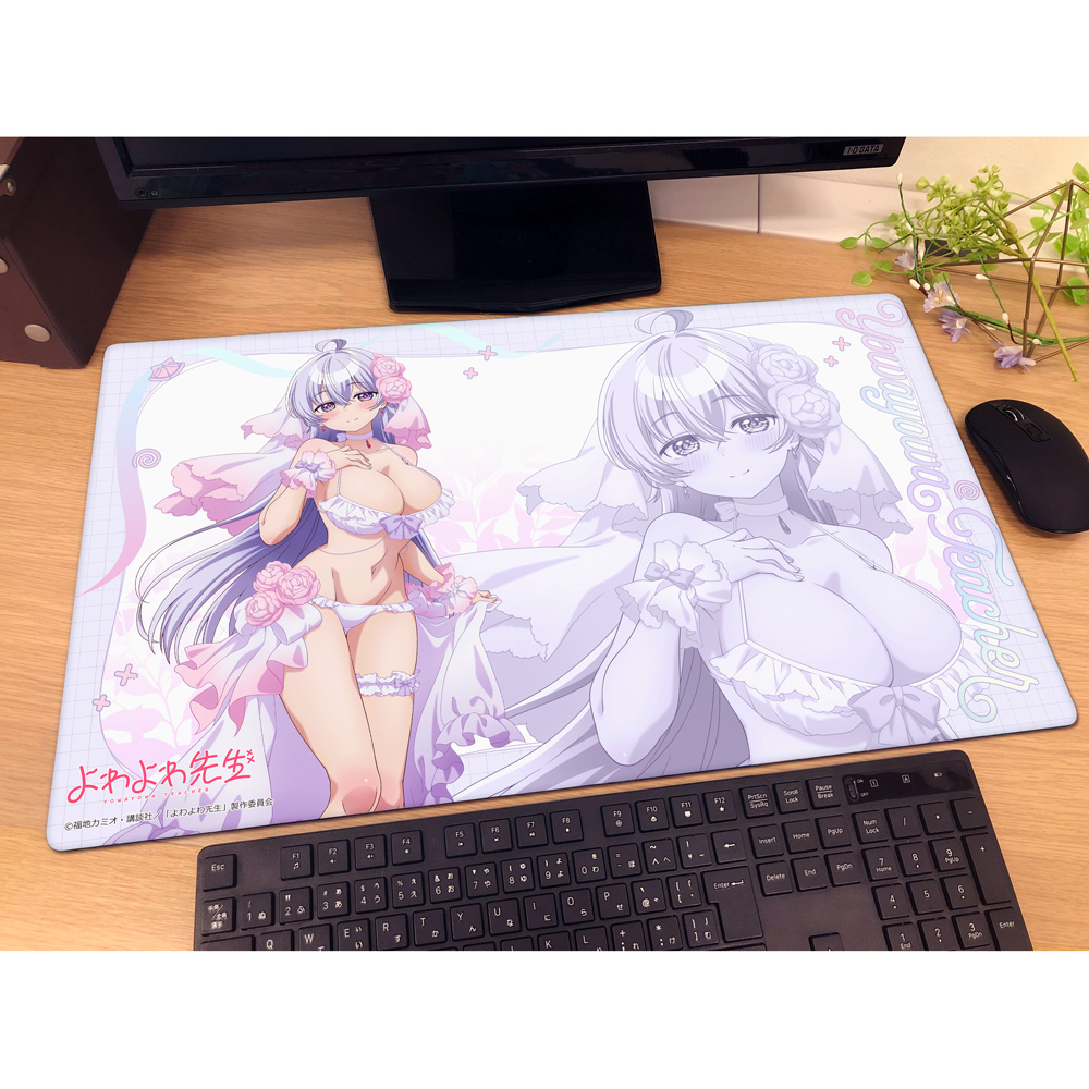 [よわよわ先生]描き下ろしラバーマット(鶸村ひより/ウエディング水着) Image 2 | AniSmile