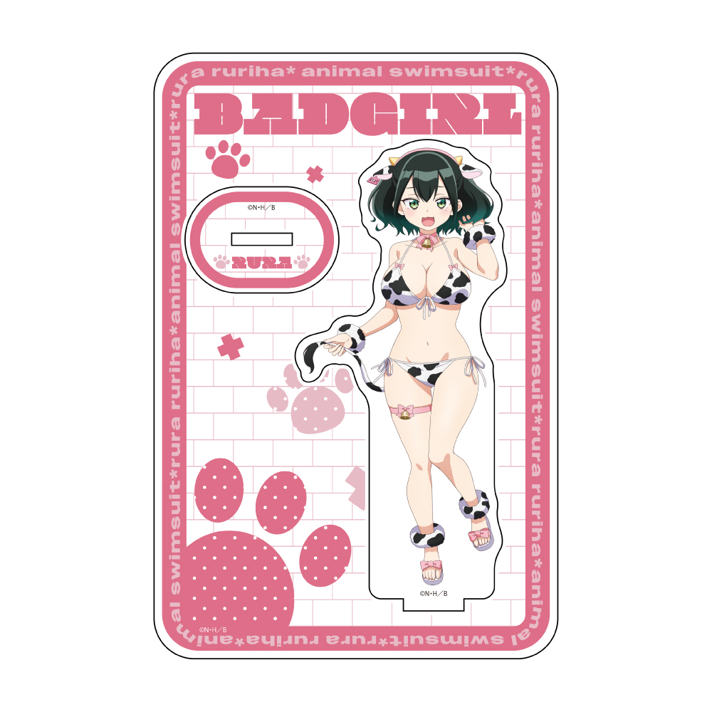 [ばっどがーる]描き下ろしアクリルスタンド(瑠璃葉るら/アニマル水着) - AniSmile