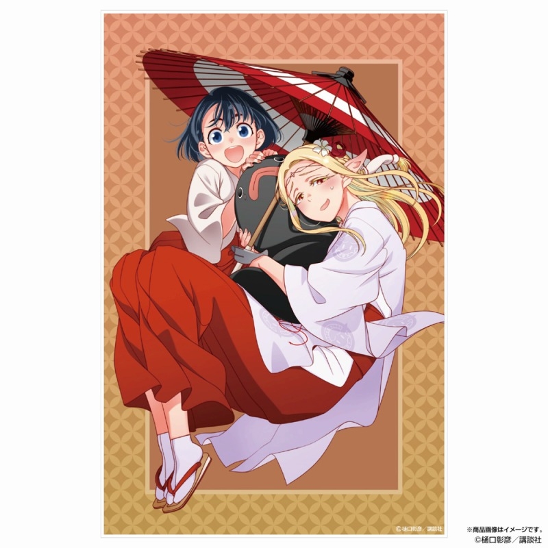 江戸前エルフ 原作版 エルダ&小糸 アクリルアートスタンド 番傘Ver. Image 3 | AniSmile