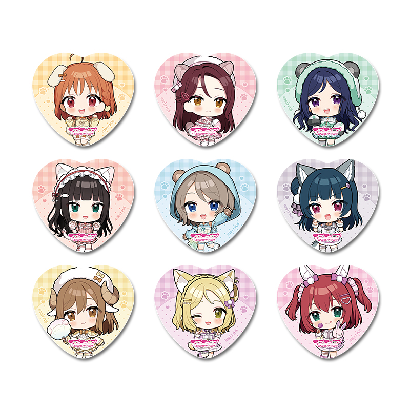 ラブライブ!サンシャイン!! ぷちちょこ トレーディングハート型缶バッジ アニマル衣装 - AniSmile