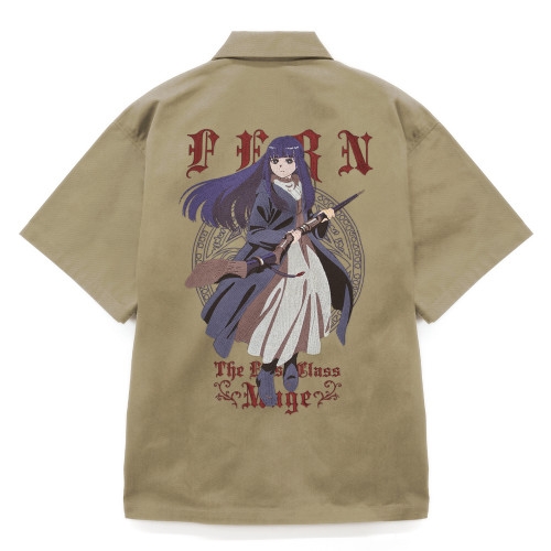 葬送のフリーレン フェルン 刺繍ワークシャツ/SAND KHAKI-XL Image 2 | AniSmile