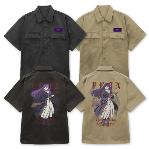 葬送のフリーレン フェルン 刺繍ワークシャツ/SAND KHAKI-XXL - AniSmile