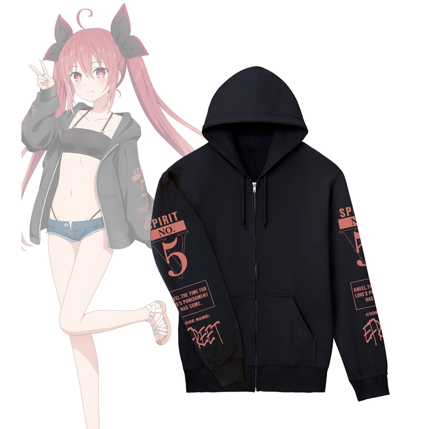 描き下ろし 五河琴里 ビーチデートver. 着用ジップパーカーユニセックス(サイズ/XXL) Image 6 | AniSmile