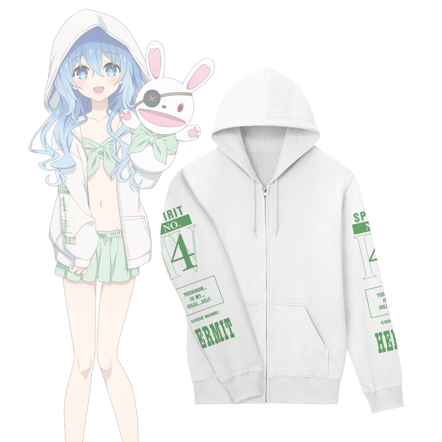描き下ろし 四糸乃 ビーチデートver. 着用ジップパーカーユニセックス(サイズ/XXL) Image 6 | AniSmile