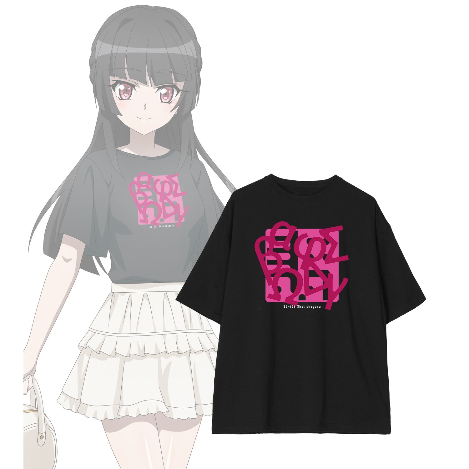 戦姫絶唱シンフォギアXV 描き下ろし 月読 調 私服ver. 着用BIGシルエットTシャツユニセックス(サイズ/S) - AniSmile
