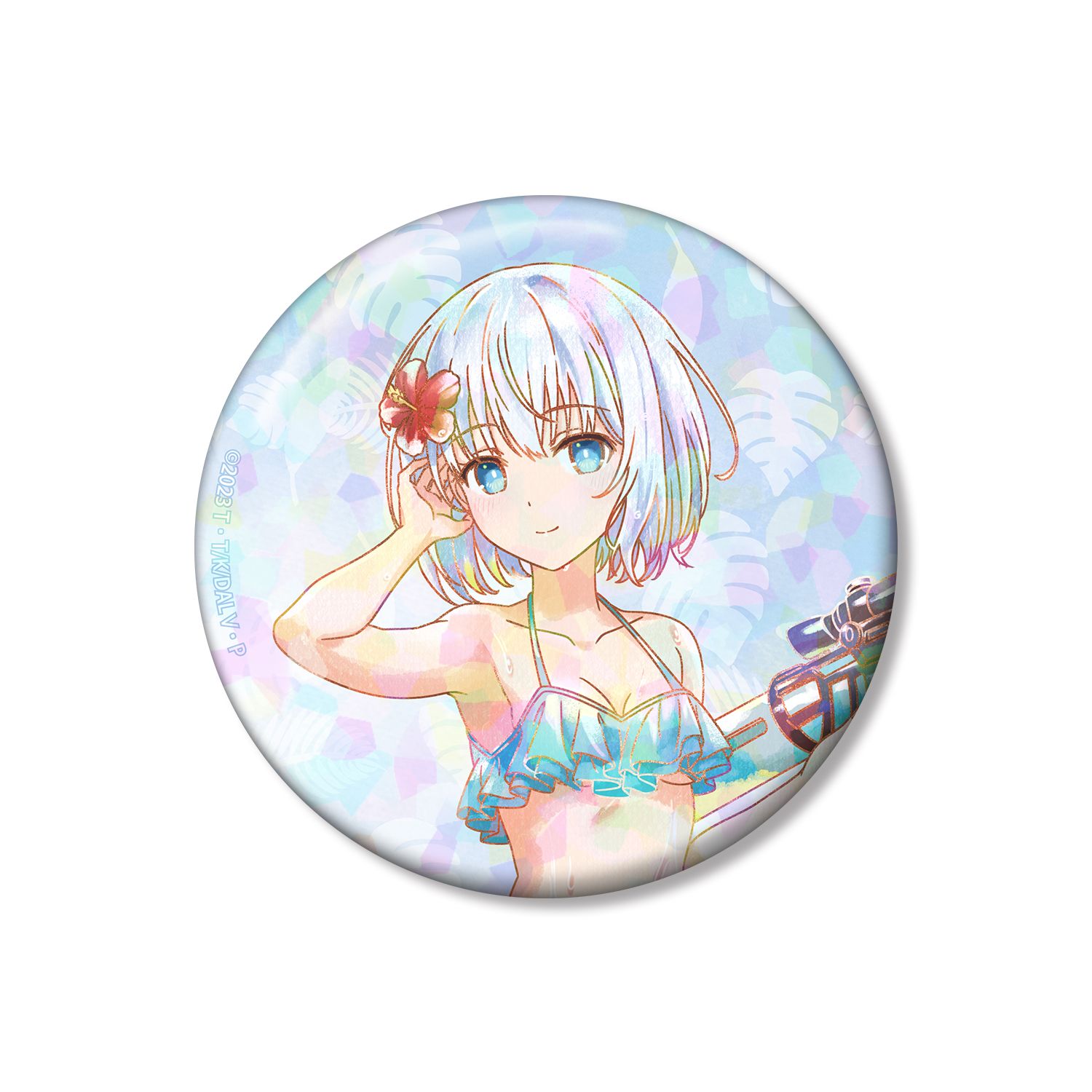 描き下ろし 鳶一折紙 デート・ア・バカンスver. Ani-Art aqua label 75mmホログラム缶バッジ - AniSmile
