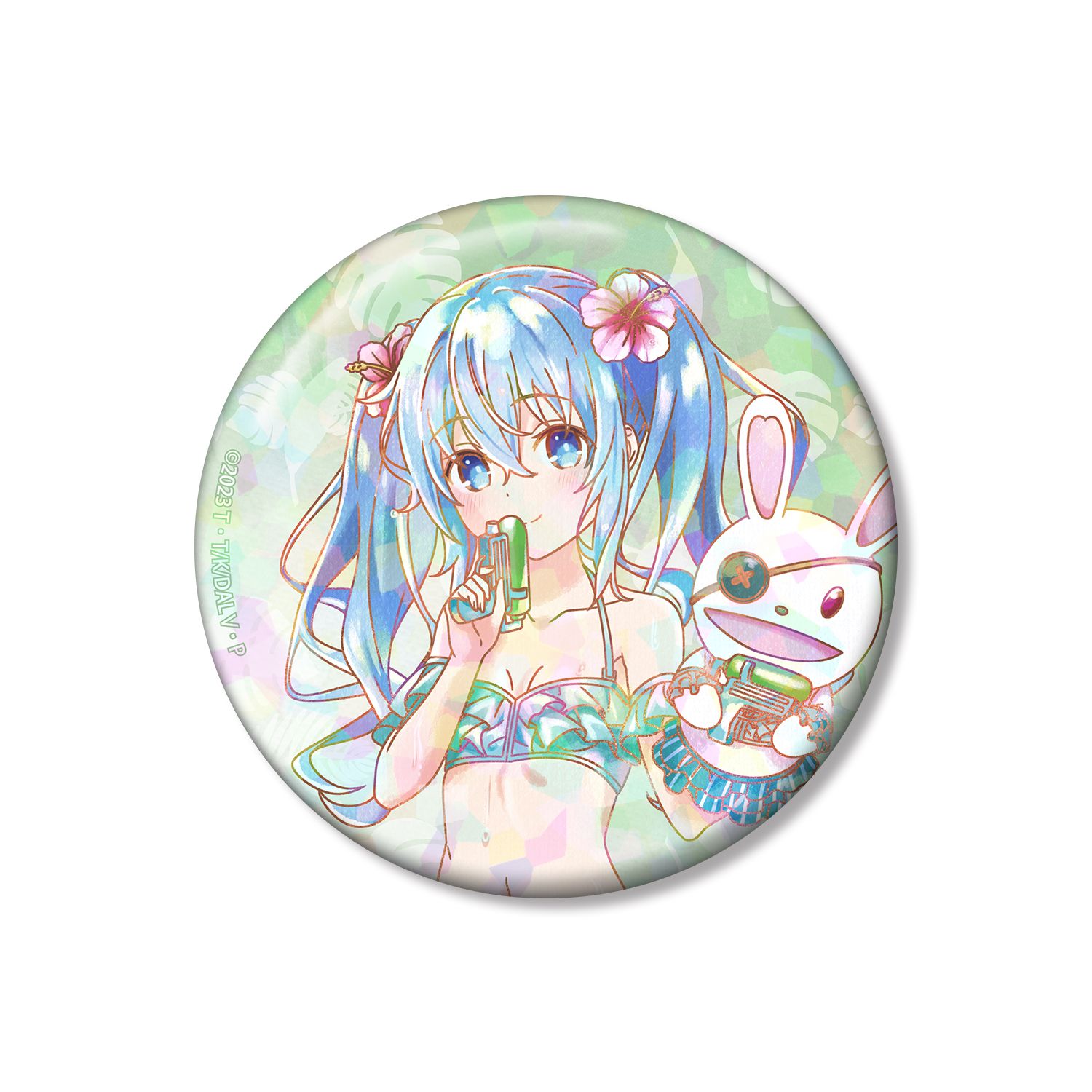 描き下ろし 四糸乃 デート・ア・バカンスver. Ani-Art aqua label 75mmホログラム缶バッジ - AniSmile