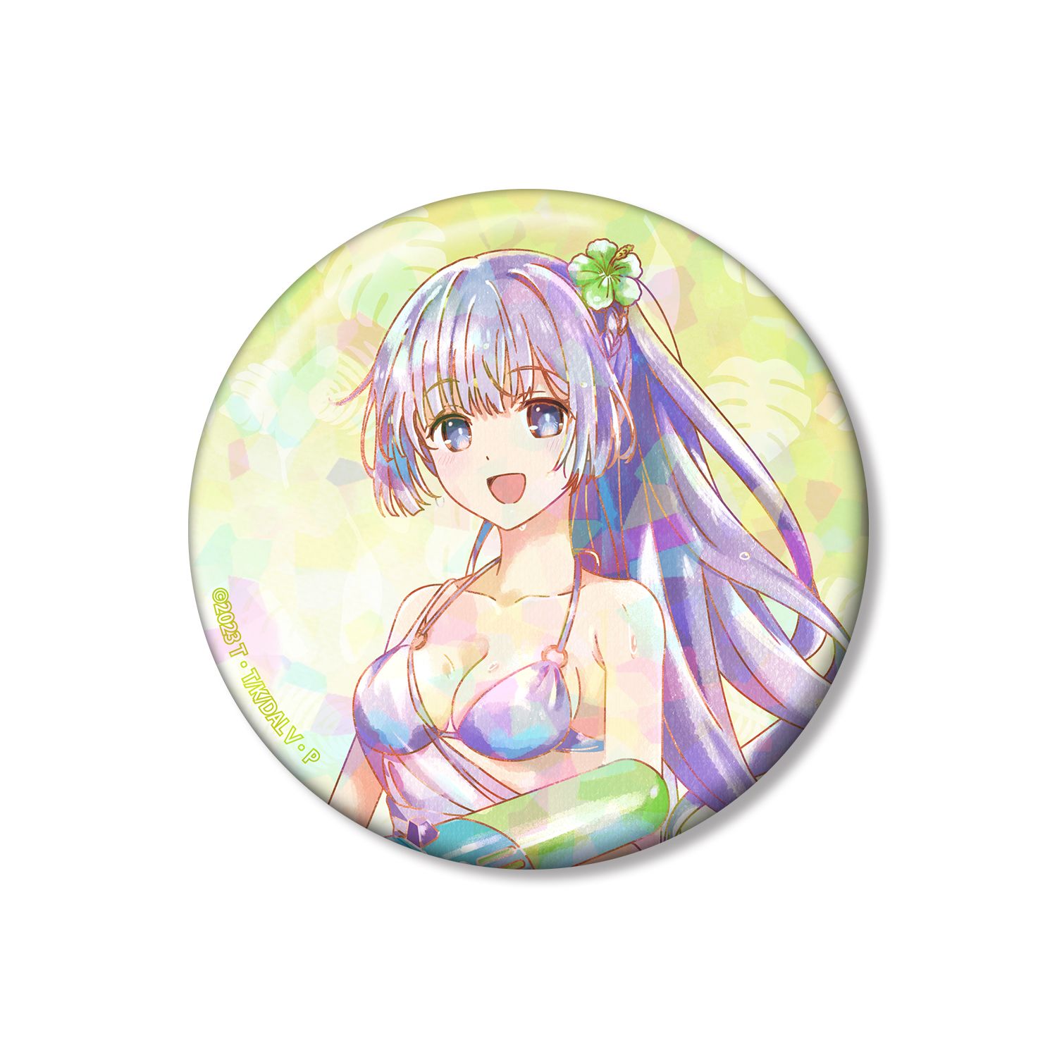 描き下ろし 誘宵美九 デート・ア・バカンスver. Ani-Art aqua label 75mmホログラム缶バッジ - AniSmile