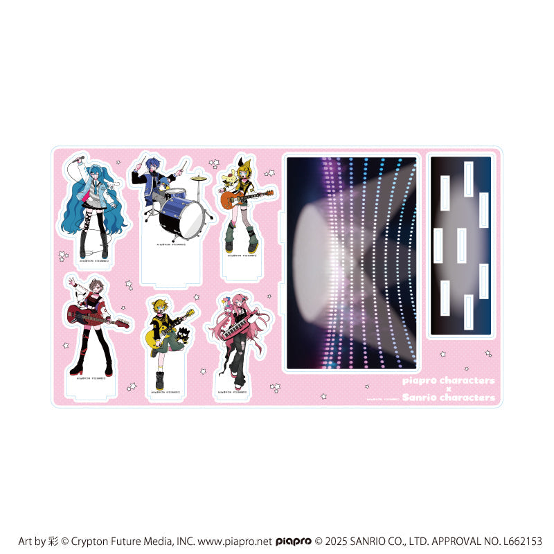 プレミアム アクリルジオラマプレート「ピアプロキャラクターズ×サンリオキャラクターズ」01/集合デザイン(コラボイラスト) - AniSmile
