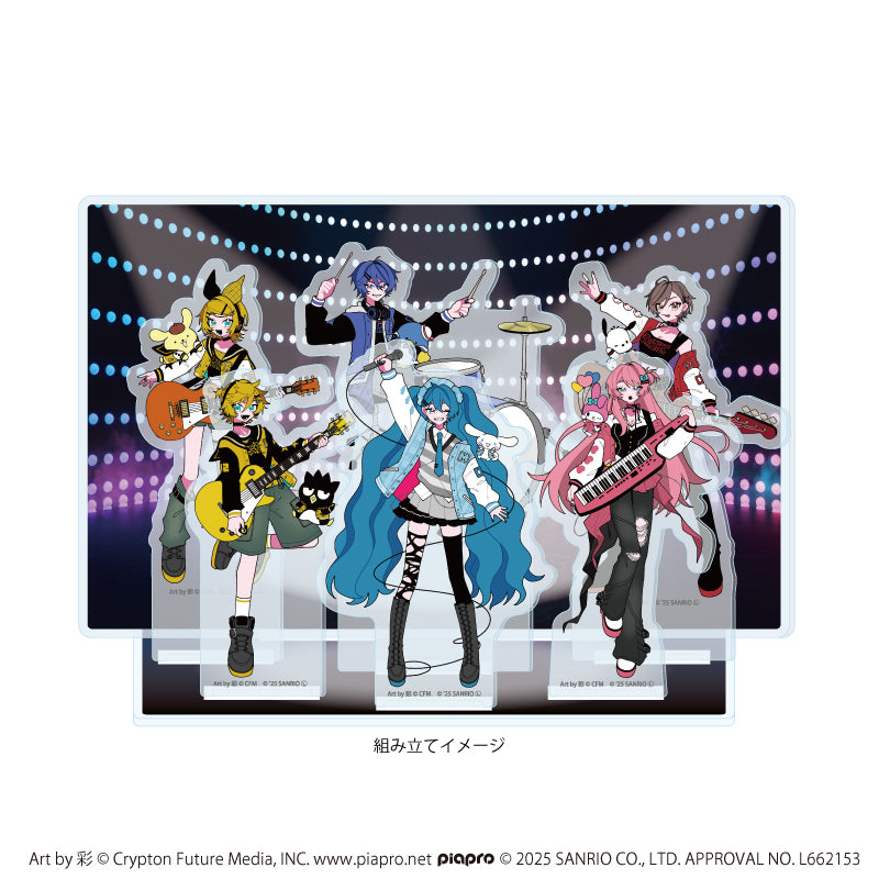 プレミアム アクリルジオラマプレート「ピアプロキャラクターズ×サンリオキャラクターズ」01/集合デザイン(コラボイラスト) 画像 2 | AniSmile