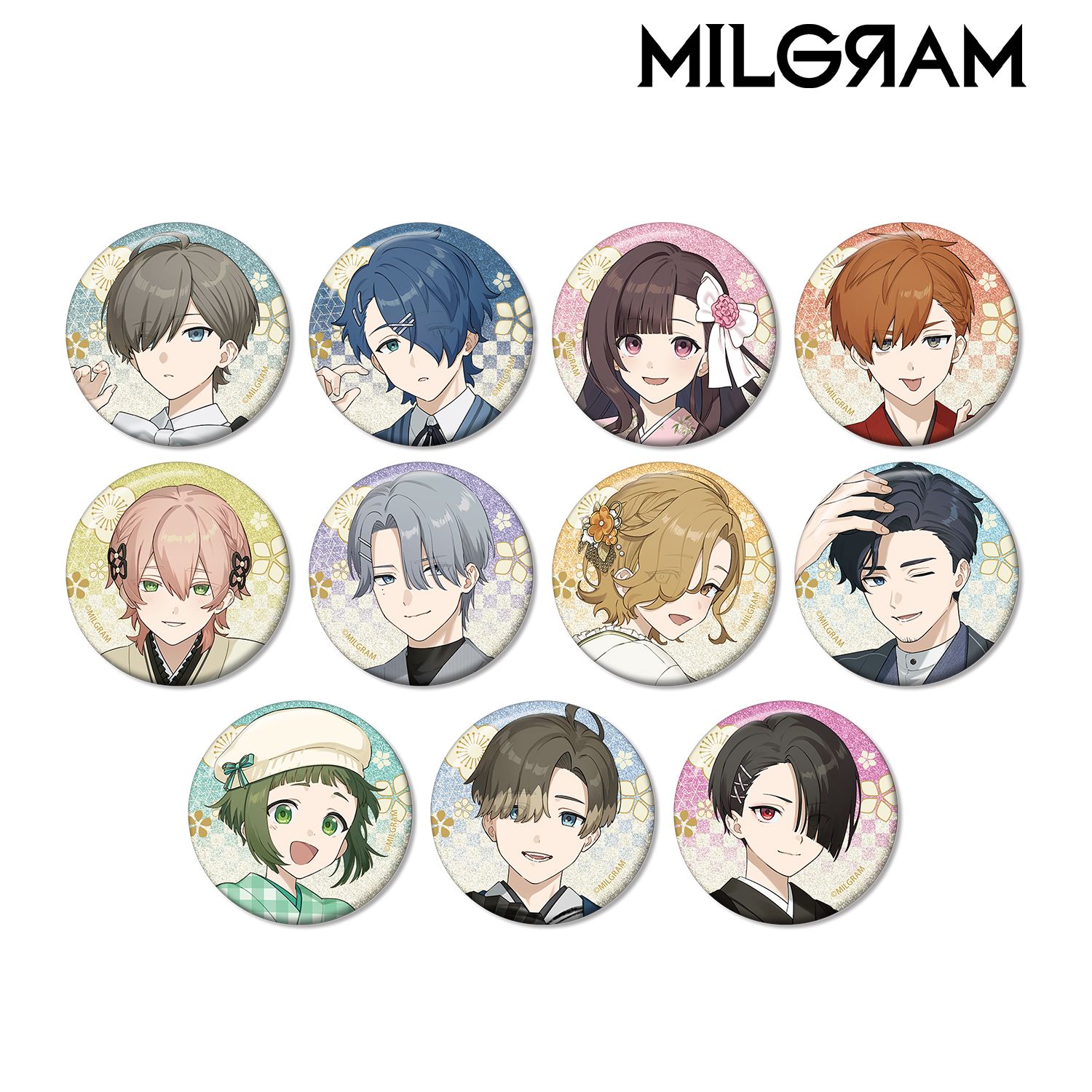 MILGRAM -ミルグラム- 描き下ろし レトロ和装ver. トレーディンググリッター缶バッジ(単位/単品) Image 3 | AniSmile