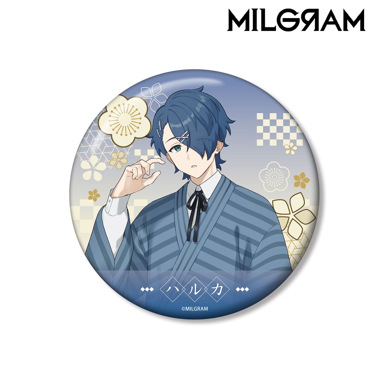 MILGRAM -ミルグラム- 描き下ろし ハルカ レトロ和装ver. 100mm缶バッジ Image 2 | AniSmile