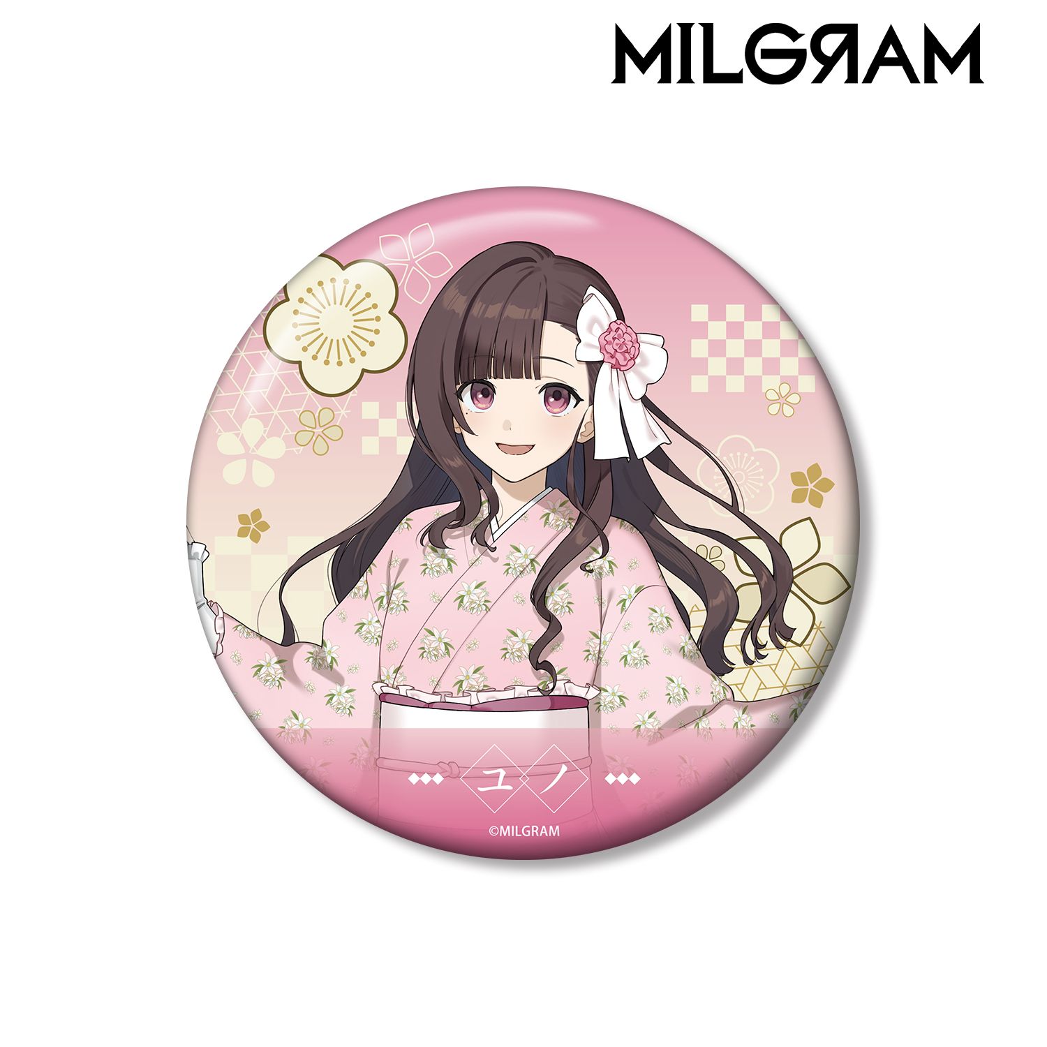 MILGRAM -ミルグラム- 描き下ろし ユノ レトロ和装ver. 100mm缶バッジ - AniSmile
