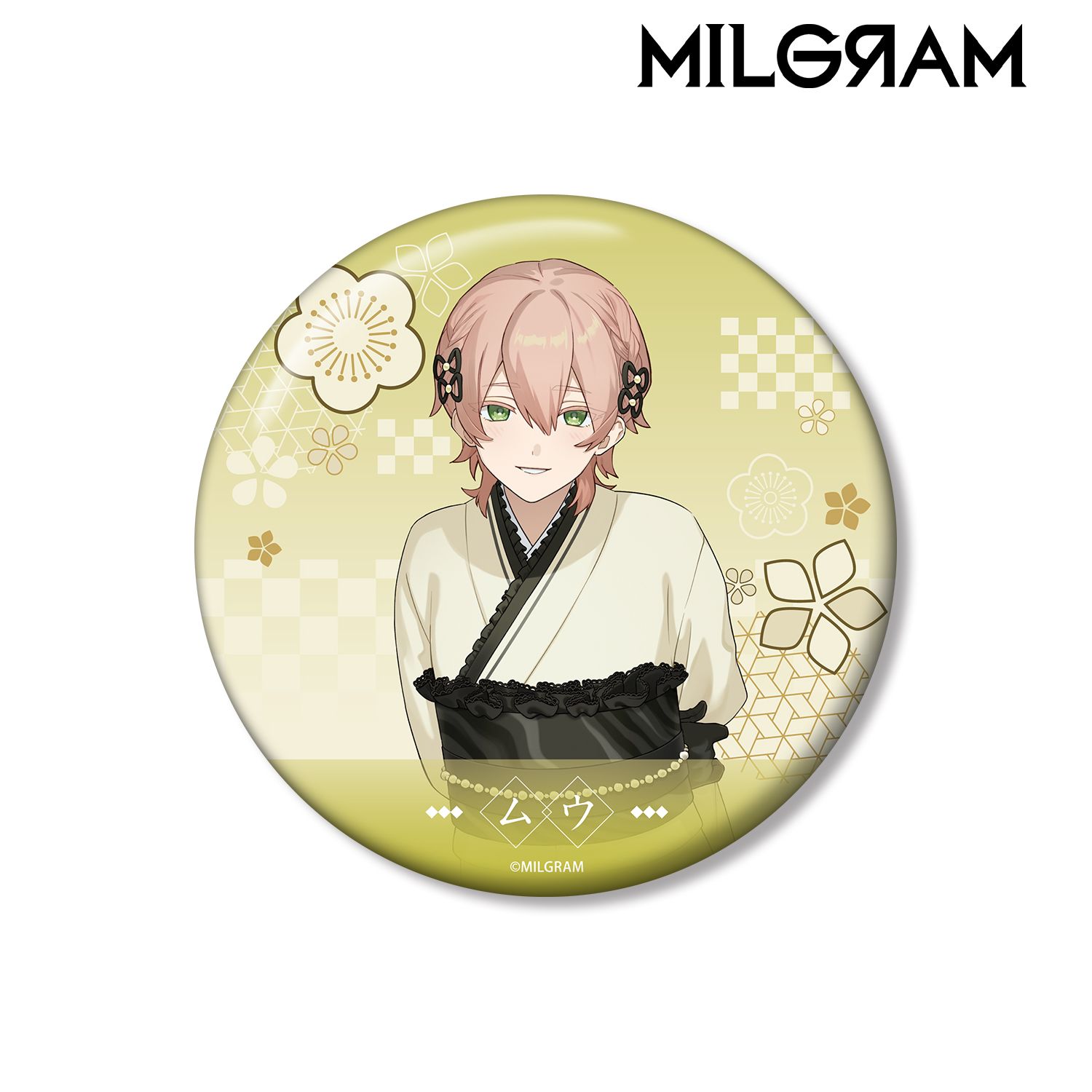 MILGRAM -ミルグラム- 描き下ろし ムウ レトロ和装ver. 100mm缶バッジ Image 2 | AniSmile