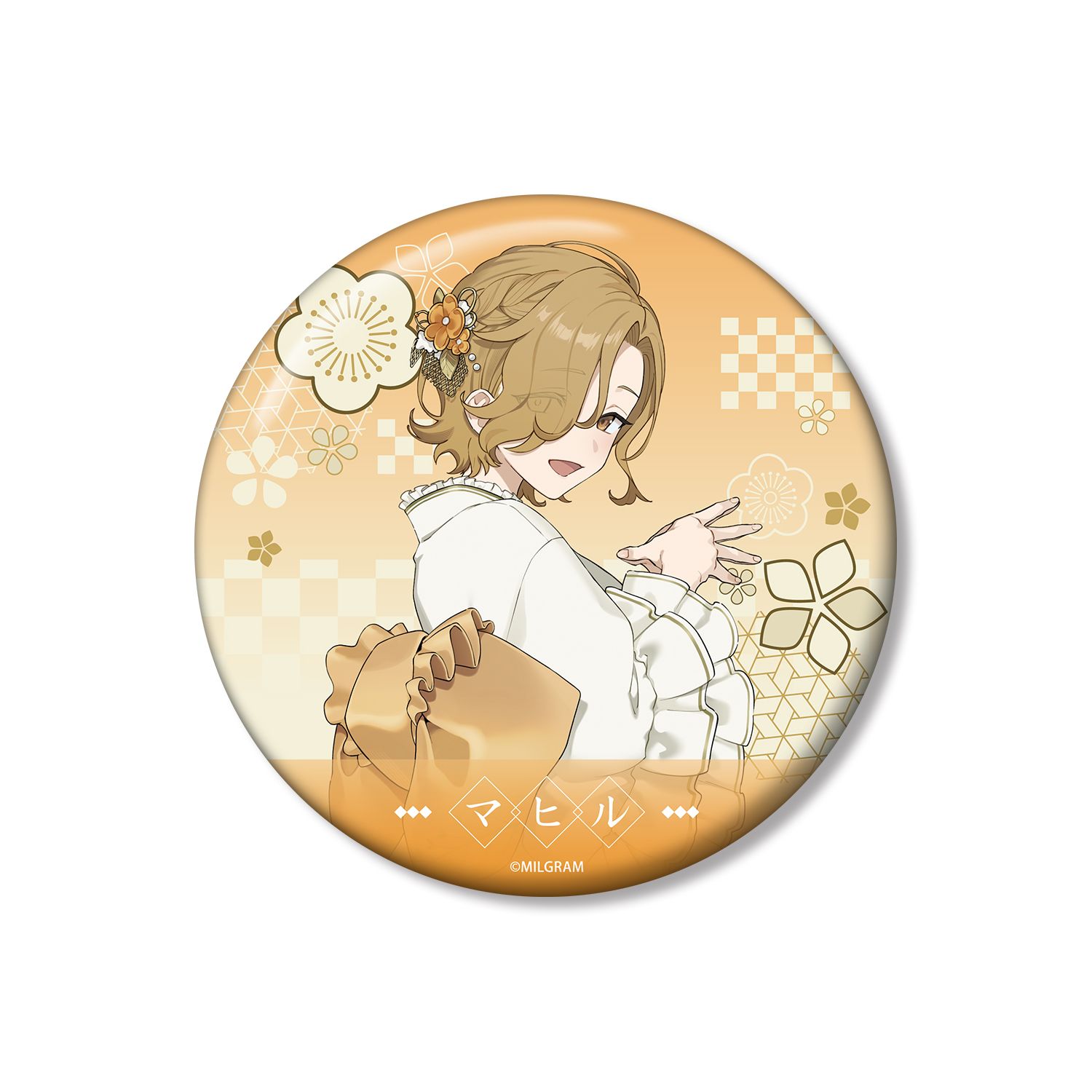 MILGRAM -ミルグラム- 描き下ろし マヒル レトロ和装ver. 100mm缶バッジ - AniSmile