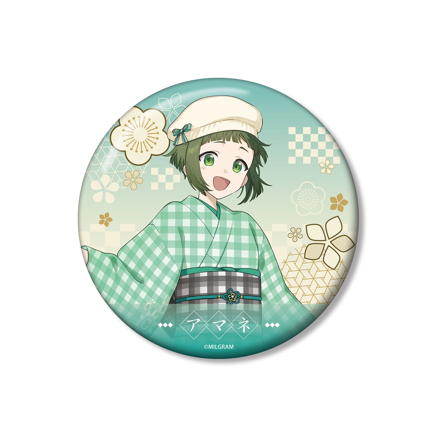 MILGRAM -ミルグラム- 描き下ろし アマネ レトロ和装ver. 100mm缶バッジ - AniSmile